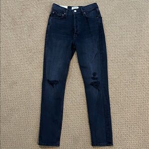 AGOLDE Nico High Rise Slim Fit Jeans sz 26 Cassette Washed Black Distressed